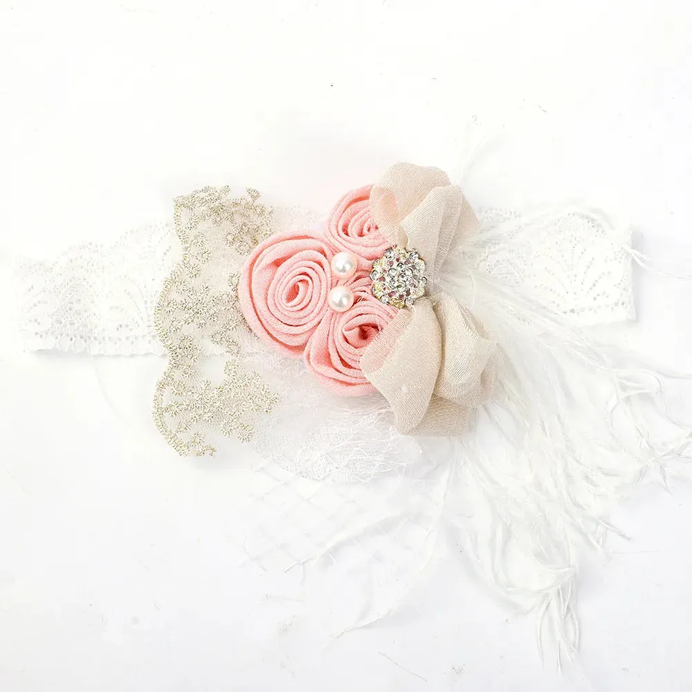 Rosettes Headband - Blush