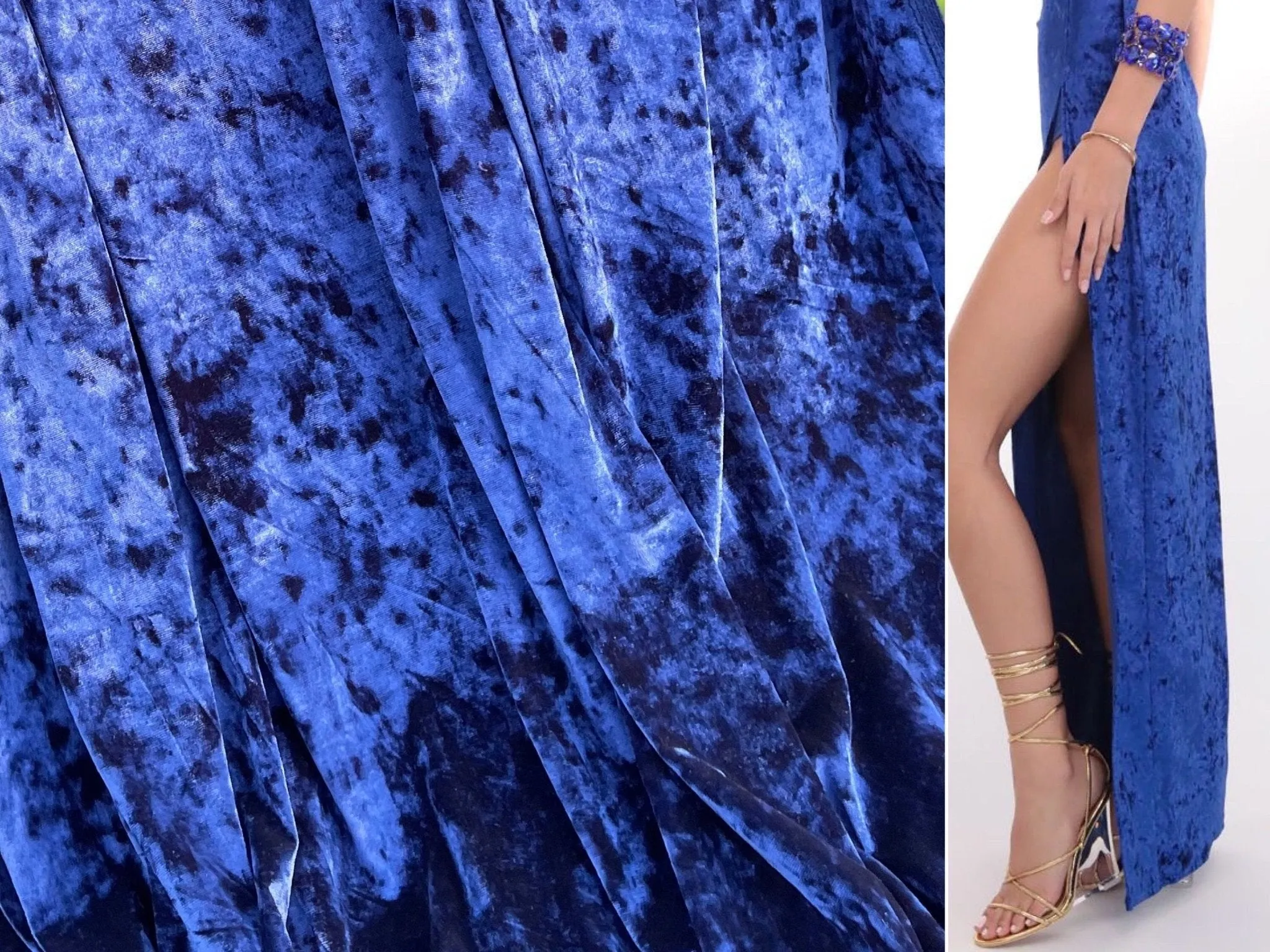 Royal Blue Velvet Polyester Spandex Prom Dresses Pants Table Runner Royal Blue Backdrops Costumes Stretch Fabric By The Yard 4 way Stretch