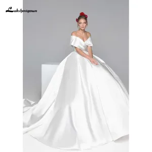 Roycebridal Simple Long Sleeve V Neck A-Line Wedding Dresses