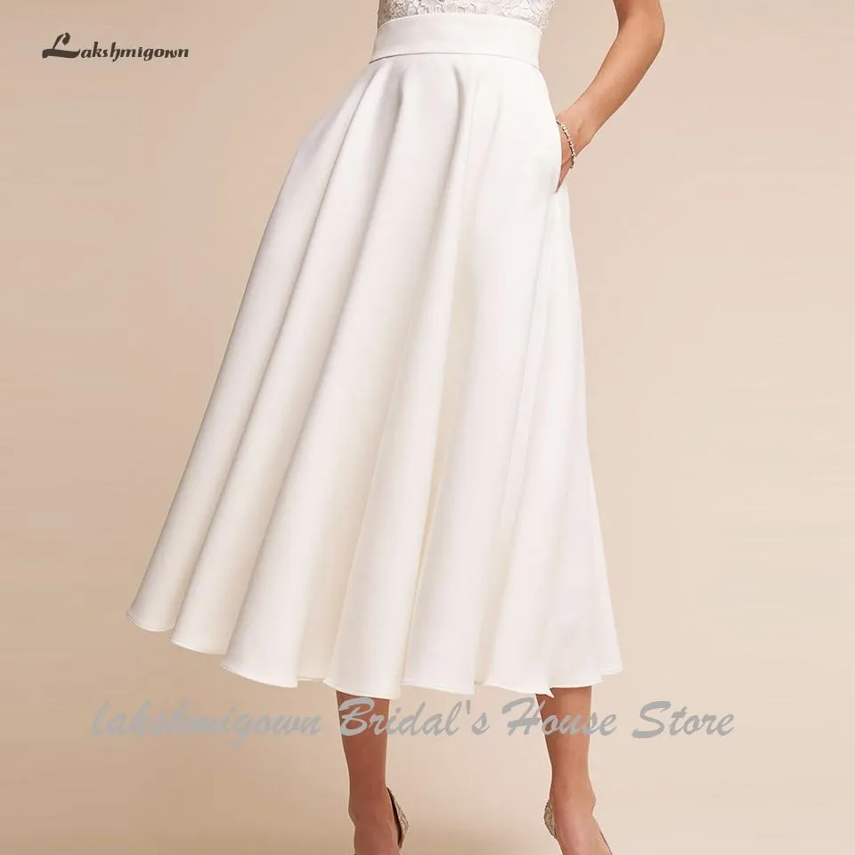 Roycebridal Simple Short Wedding Dress Satin Sexy Bridal Beach Spaghetti Straps