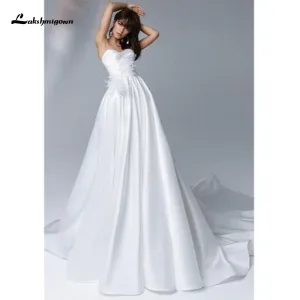 Roycebridal Simple Strapless Sweetheart A-Line Wedding Dresses
