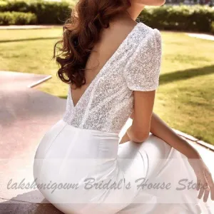 Roycebridal Sparkly Mermaid Wedding Dress With Detachable Train