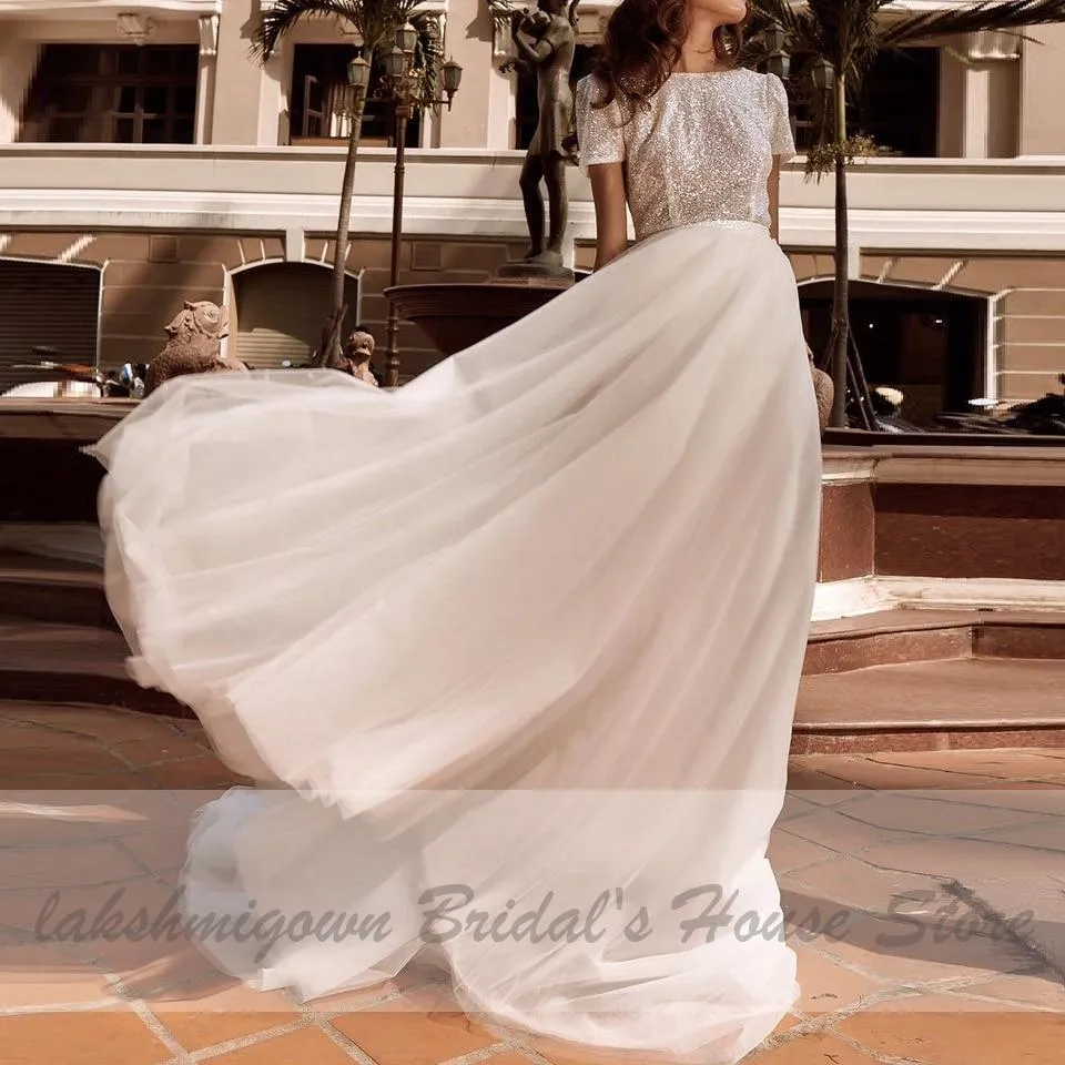 Roycebridal Sparkly Mermaid Wedding Dress With Detachable Train