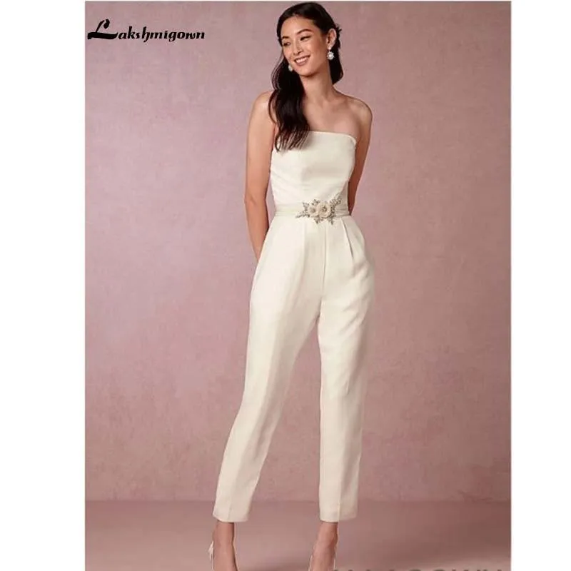 Roycebridal Stain Bridal Jumpsuit wedding dress Modest