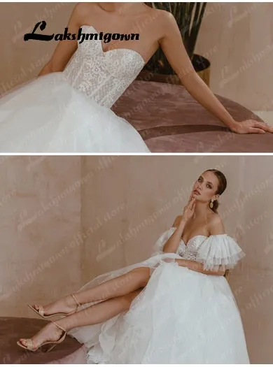 Roycebridal Sweetheart Neck Wedding Dress with short sleeves Vestidos de Novia Lace Appliques Wedding Gowns Robe Mariage Lakshmigown