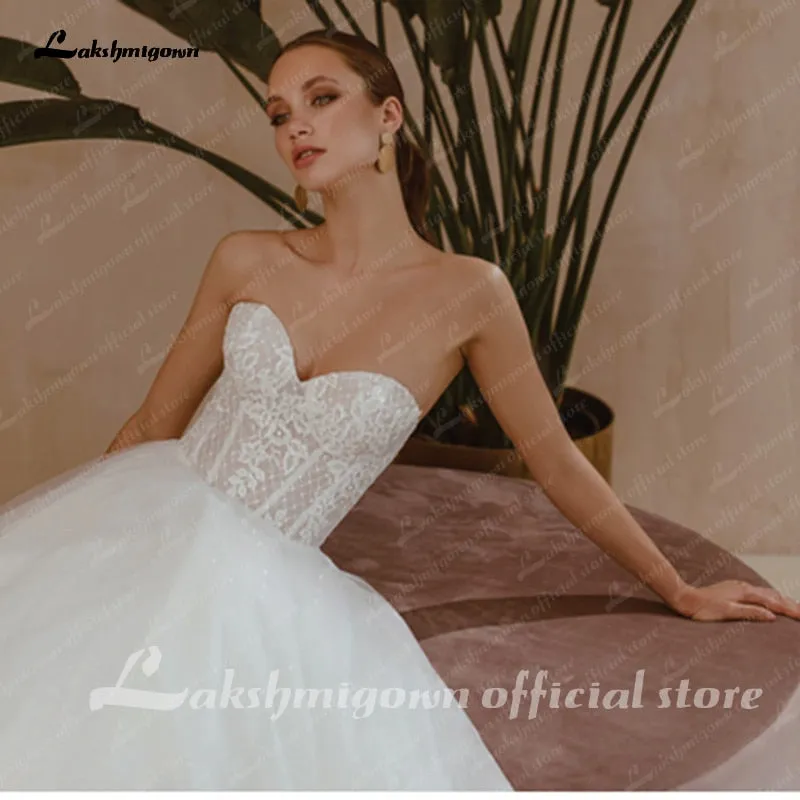 Roycebridal Sweetheart Neck Wedding Dress with short sleeves Vestidos de Novia Lace Appliques Wedding Gowns Robe Mariage Lakshmigown