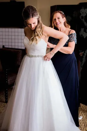 Roycebridal Tulle A-line Sweetheart Wedding Dresses With Rhinestone, Bridal Gowns, MW821