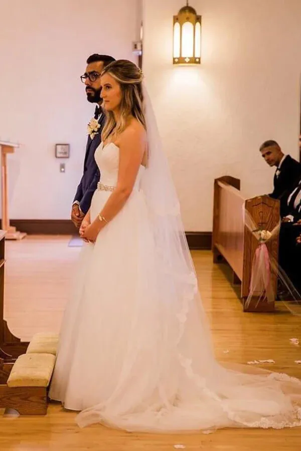 Roycebridal Tulle A-line Sweetheart Wedding Dresses With Rhinestone, Bridal Gowns, MW821