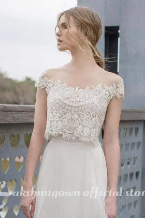 Roycebridal Two Piece  Wedding Dresses Lace Appliques Bodice