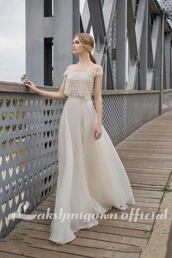 Roycebridal Two Piece  Wedding Dresses Lace Appliques Bodice