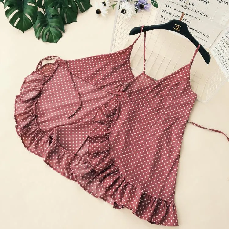 Ruffled V-collar Sleeveless Sling Dress