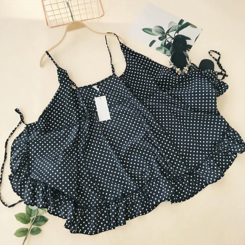 Ruffled V-collar Sleeveless Sling Dress