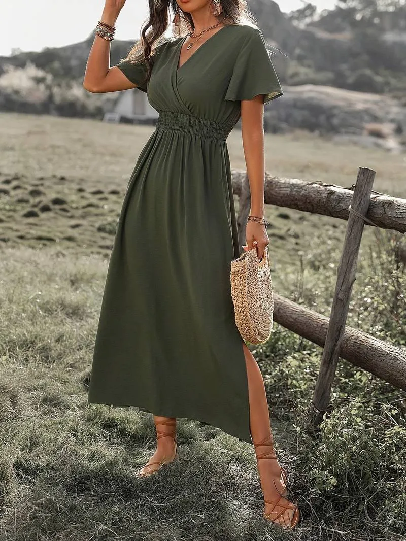 Sandra® | Elegant V-Neck Bohemian Dress