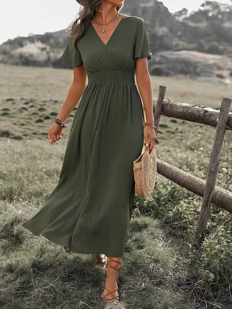 Sandra® | Elegant V-Neck Bohemian Dress