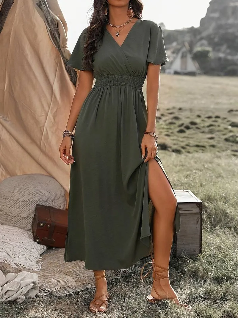 Sandra® | Elegant V-Neck Bohemian Dress