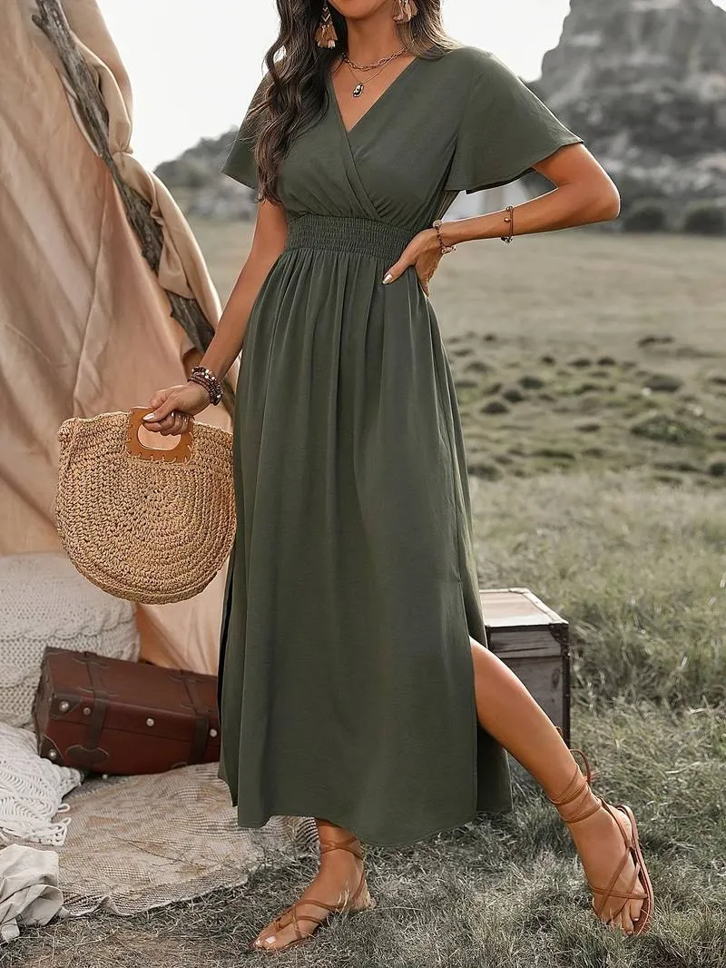 Sandra® | Elegant V-Neck Bohemian Dress
