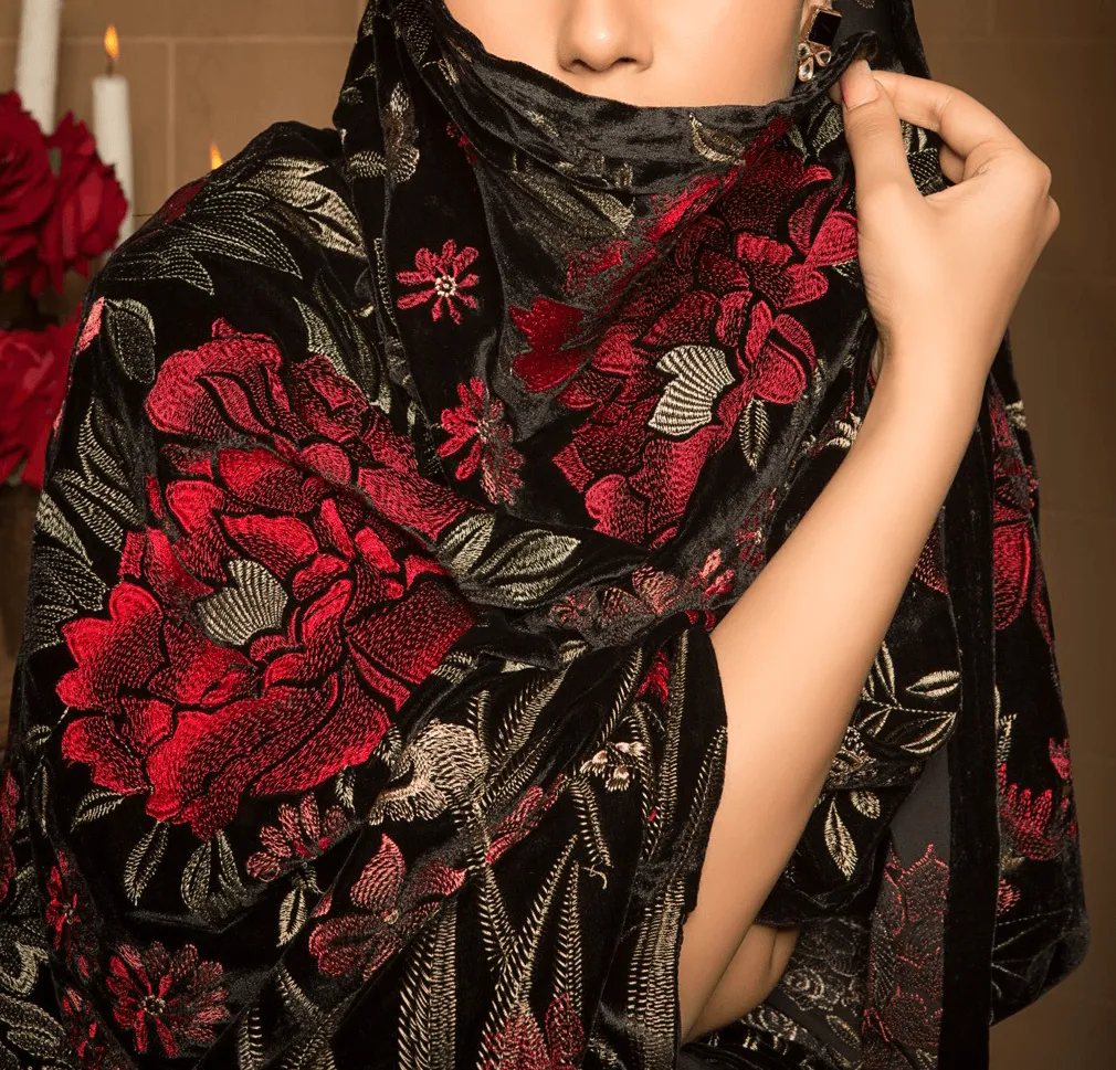 Sarinnah Premium 01- Embroided Fine quality Velvet shawl.