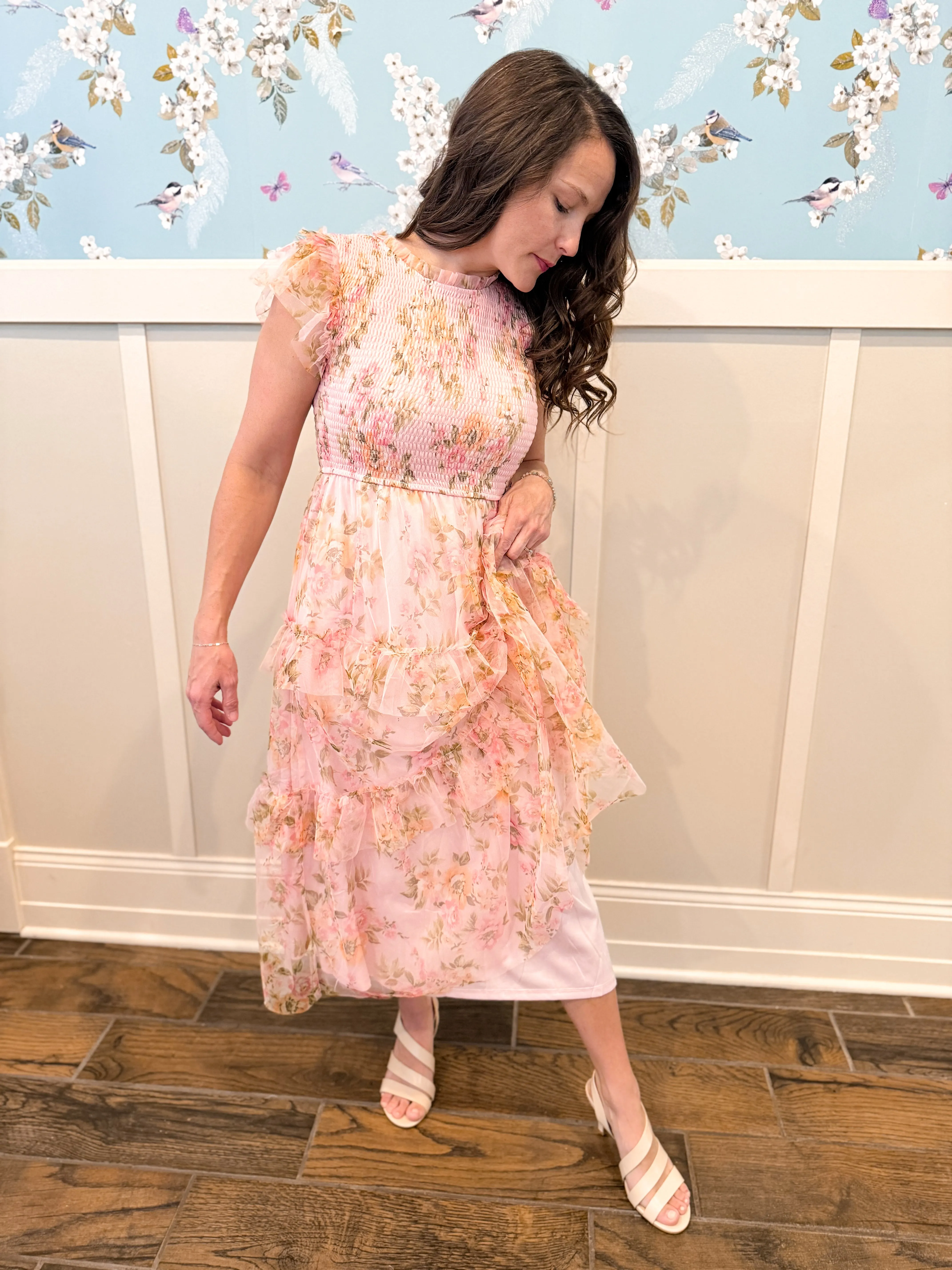 Secret Garden Maxi Dress in Pink