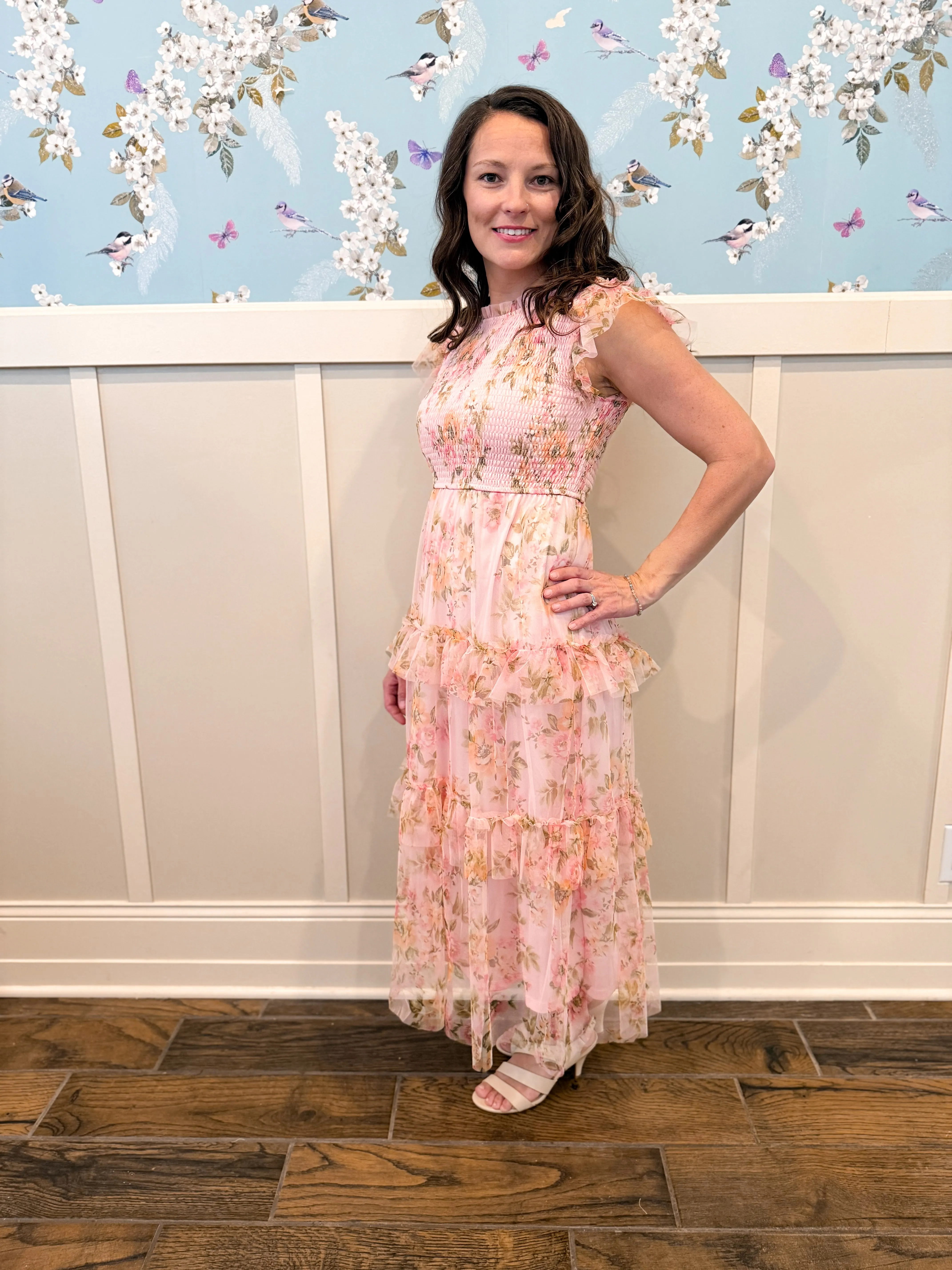 Secret Garden Maxi Dress in Pink