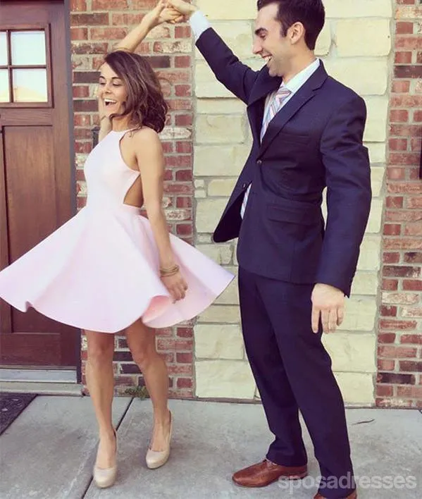 Sexy Backless Pink Short Cheap Homecoming Dresses Under 100, CM391