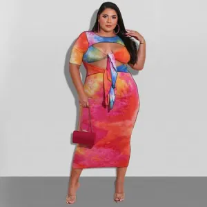 Sherbet Served Cut Out Dress