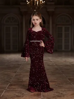 Shimmering Velvet girls mermaid dress