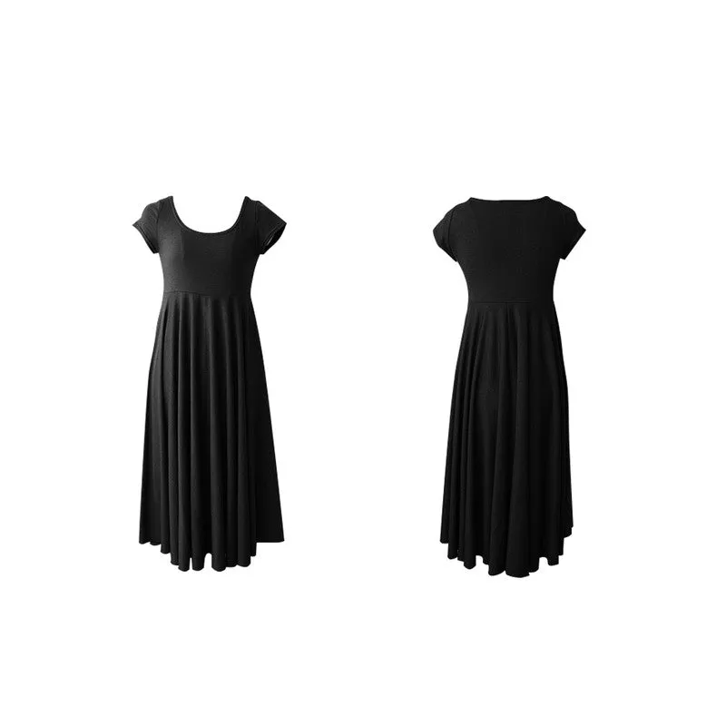 Short Sleeve Maternity Dress - Grey, Green or Black
