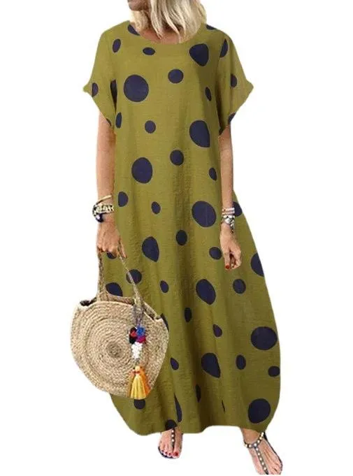 Short Sleeves Bohemian Loose Long Dress