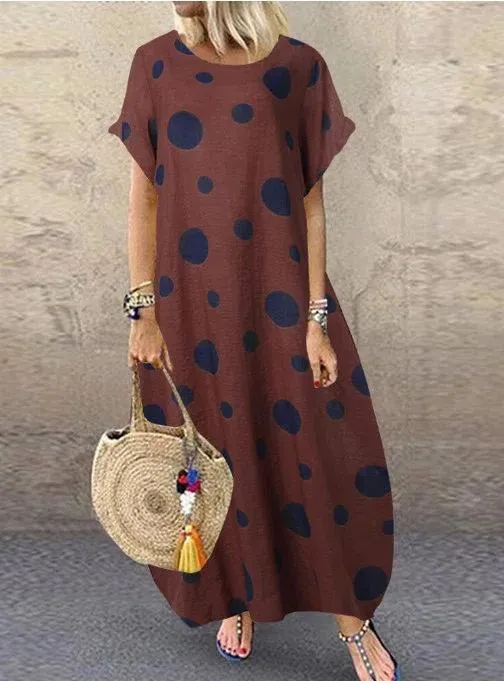 Short Sleeves Bohemian Loose Long Dress