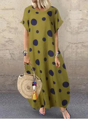 Short Sleeves Bohemian Loose Long Dress