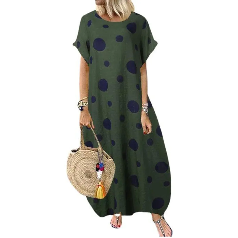 Short Sleeves Bohemian Loose Long Dress