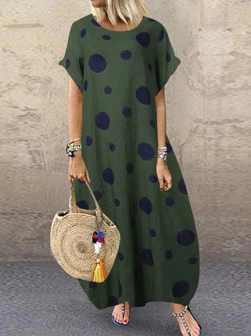 Short Sleeves Bohemian Loose Long Dress