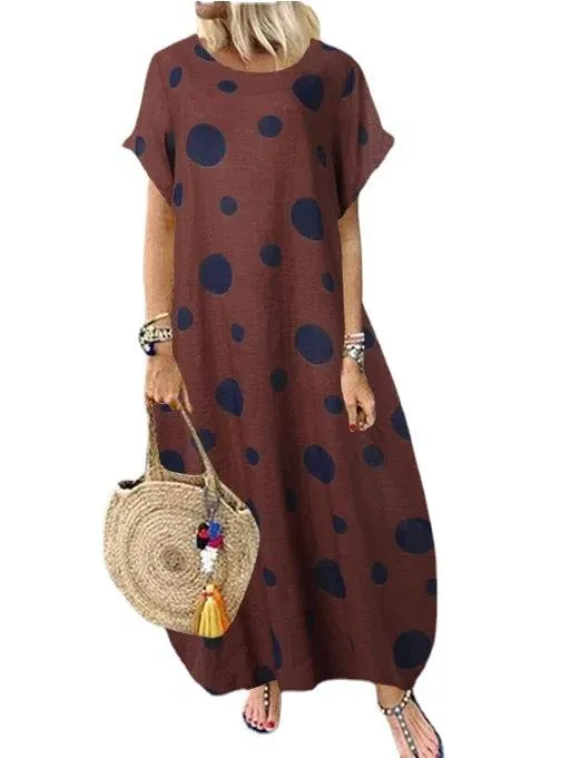 Short Sleeves Bohemian Loose Long Dress