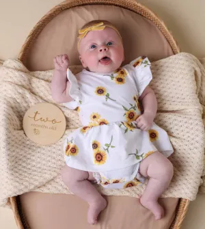 SNUGGLE HUNNY SUNFLOWER SHORT SLEEVE ORGANIC DRESS