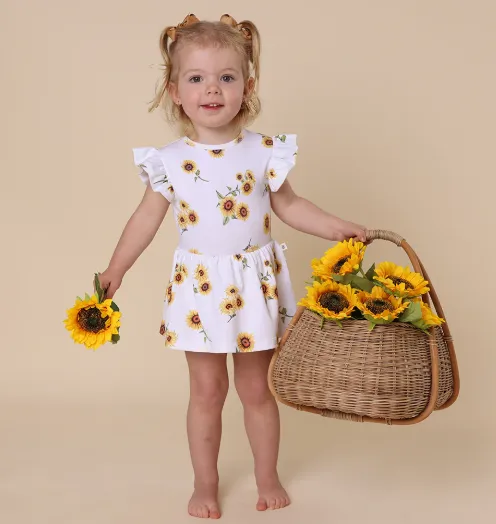 SNUGGLE HUNNY SUNFLOWER SHORT SLEEVE ORGANIC DRESS