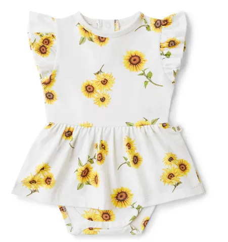 SNUGGLE HUNNY SUNFLOWER SHORT SLEEVE ORGANIC DRESS