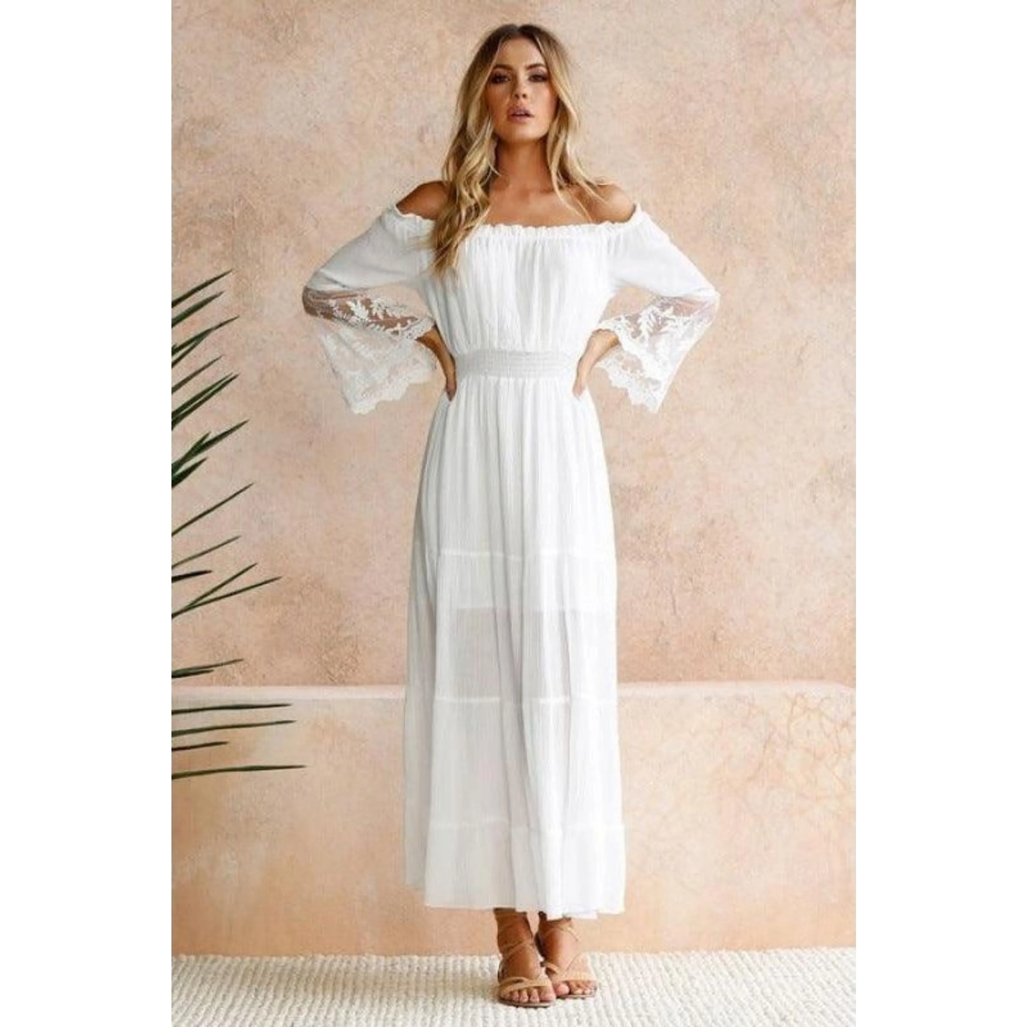 Soledad® | Women's Bohemian Maxi Dress White