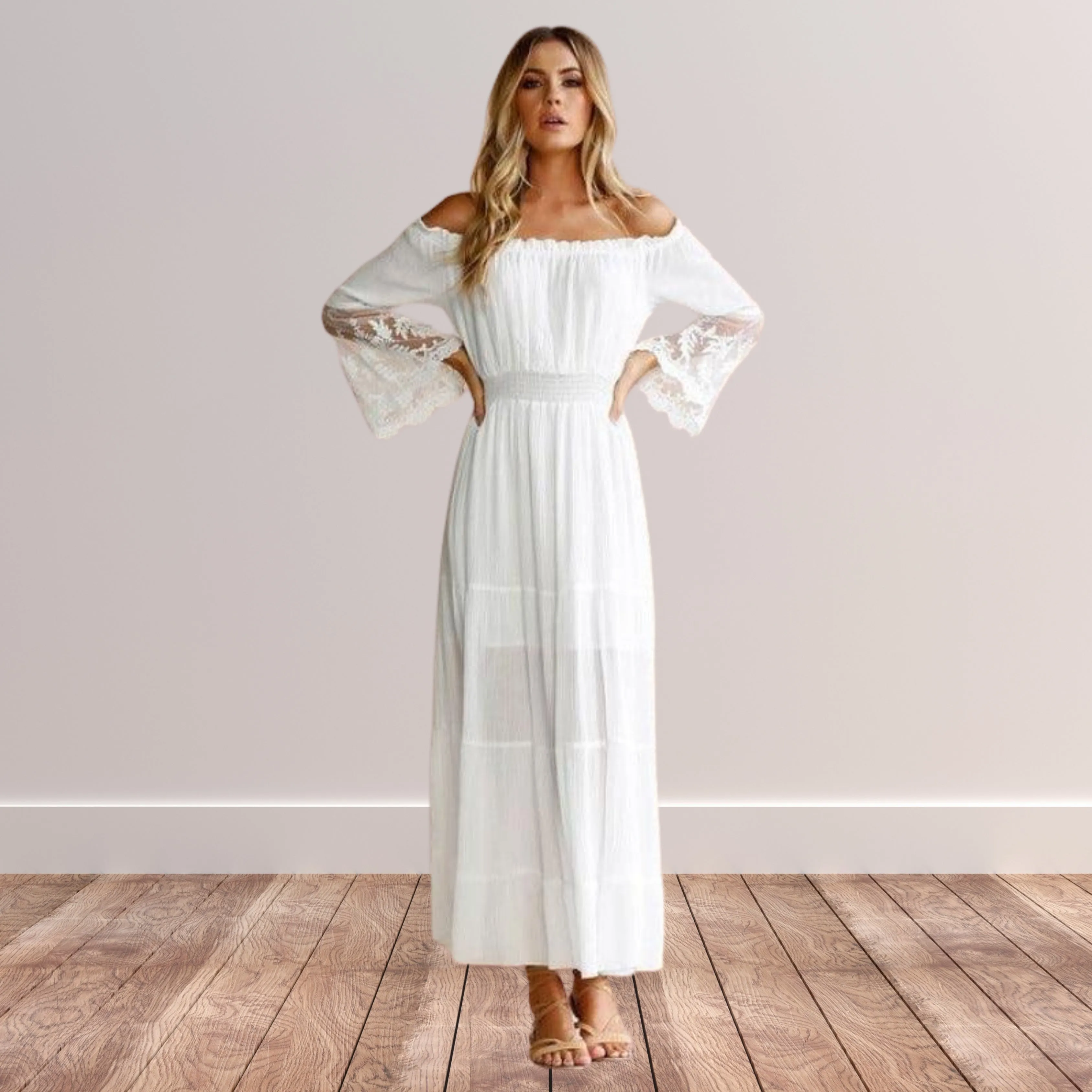 Soledad® | Women's Bohemian Maxi Dress White