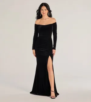 Sonya Off-The-Shoulder Velvet Mermaid Dress
