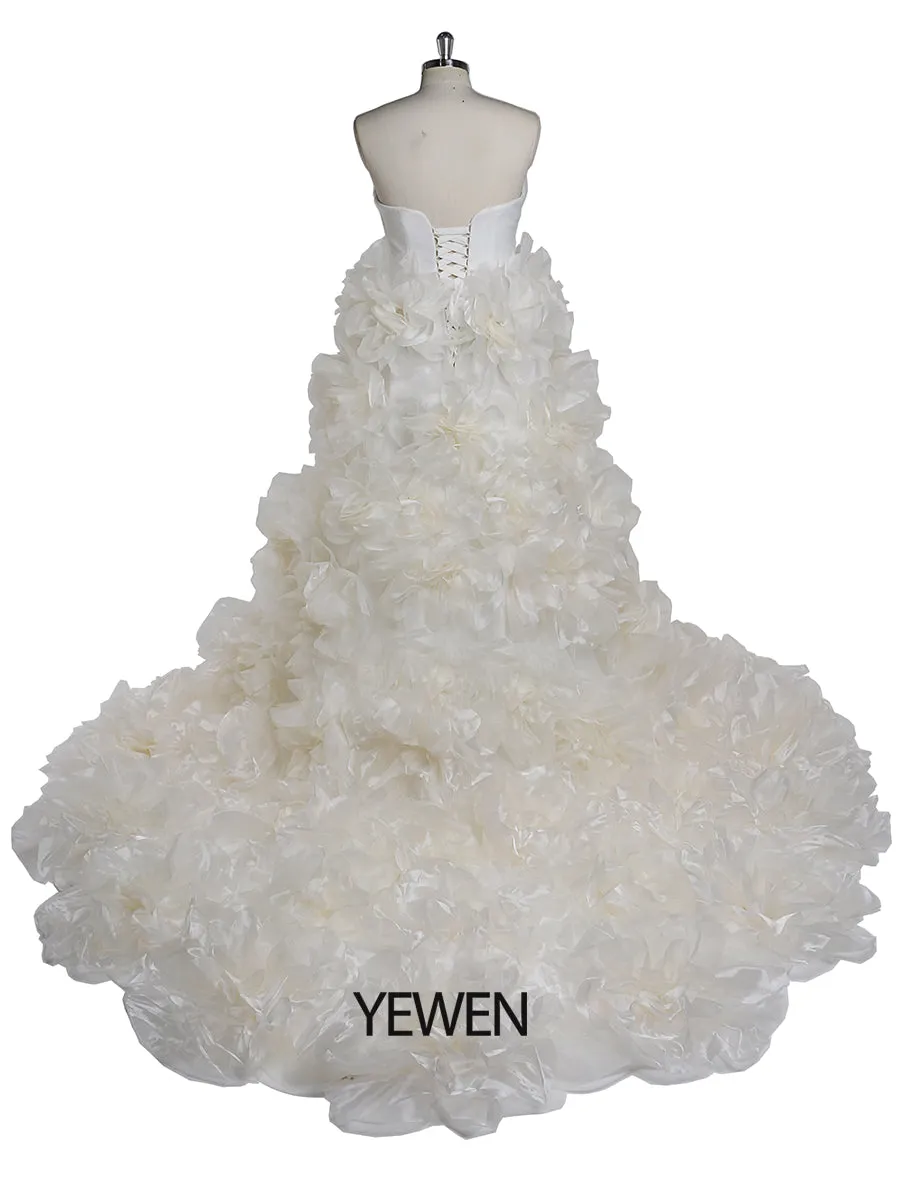 Strapless Organza 3D Flowers Maternity Dress for Photo Shoot Baby Shower Photography Gowns YW220308
