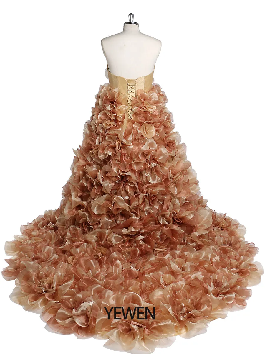 Strapless Organza 3D Flowers Maternity Dress for Photo Shoot Baby Shower Photography Gowns YW220308