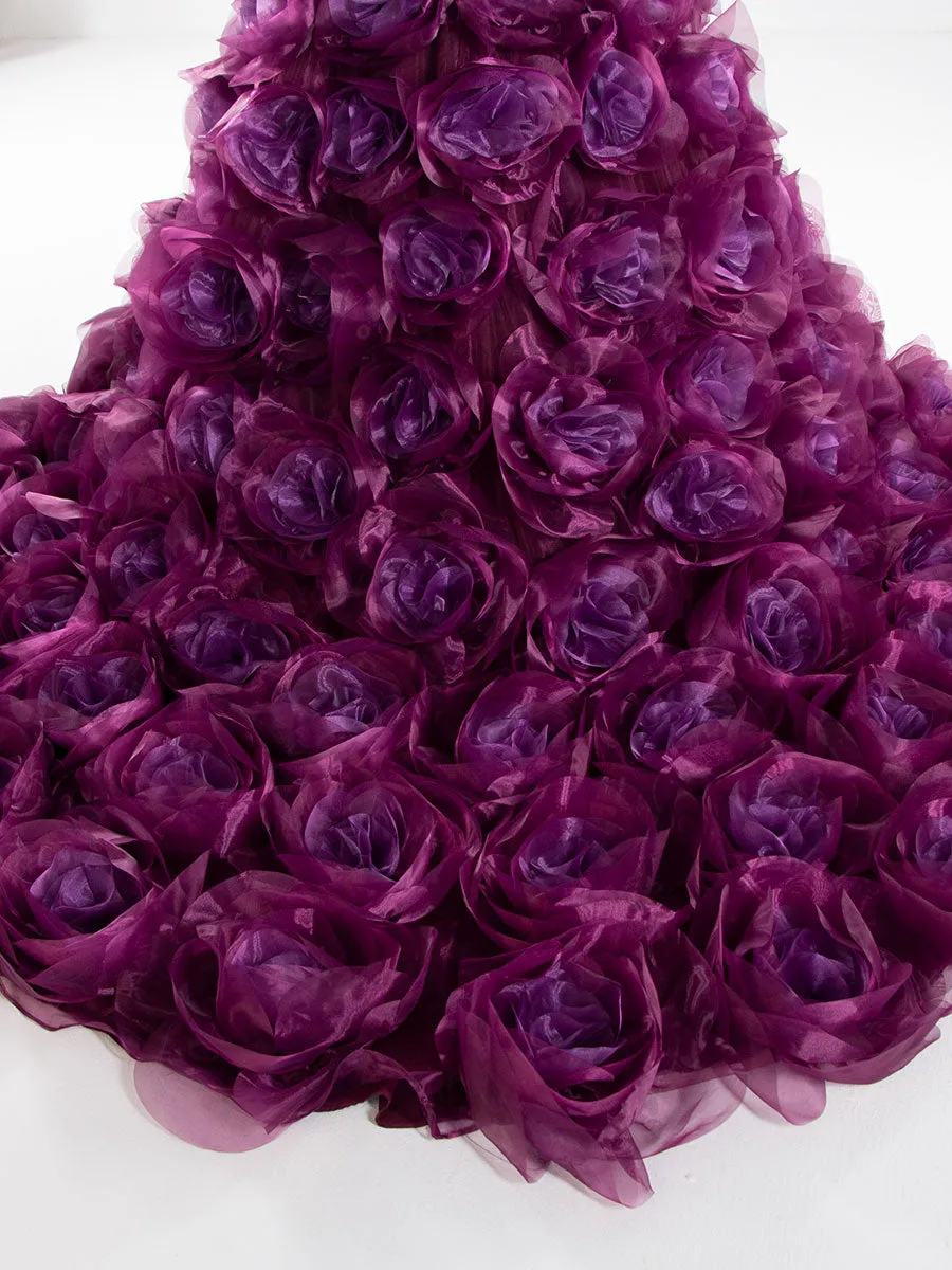 Strapless Organza 3D Flowers Maternity Dress for Photo Shoot Baby Shower Photography Gowns YW220308