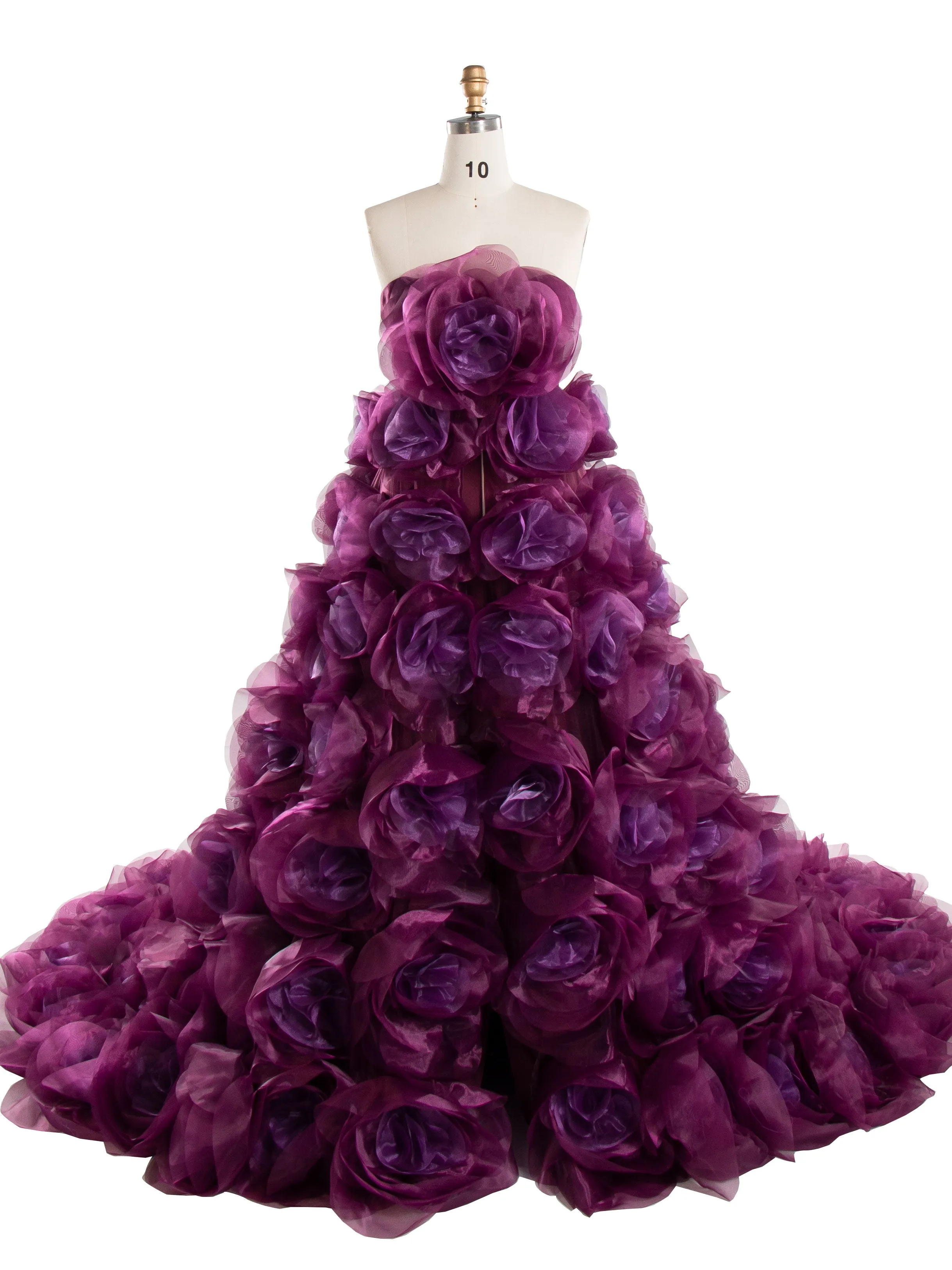 Strapless Organza 3D Flowers Maternity Dress for Photo Shoot Baby Shower Photography Gowns YW220308