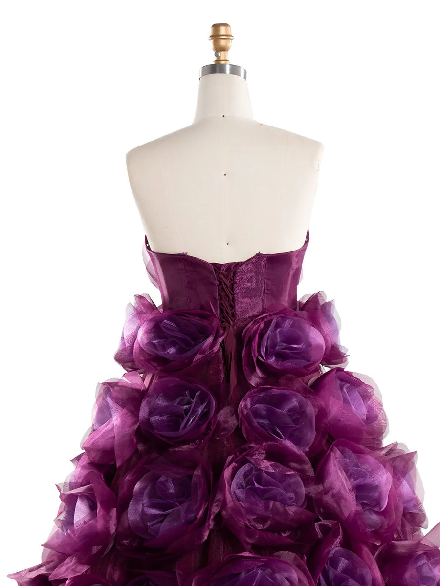 Strapless Organza 3D Flowers Maternity Dress for Photo Shoot Baby Shower Photography Gowns YW220308