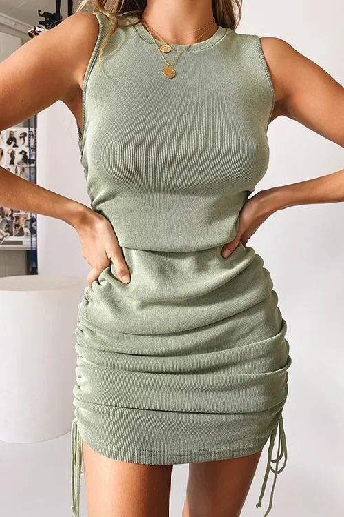 Stunncal Drawstring Sleeveless Mini Dress