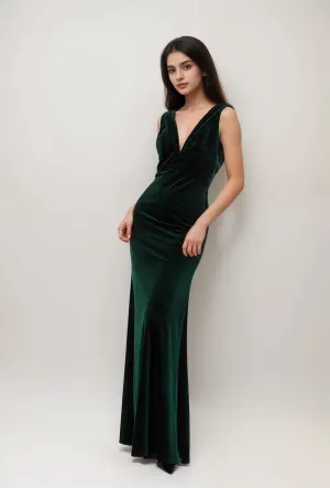Stylish Deep V-Neck Sleeveless Fit and Flare Velvet Dress
