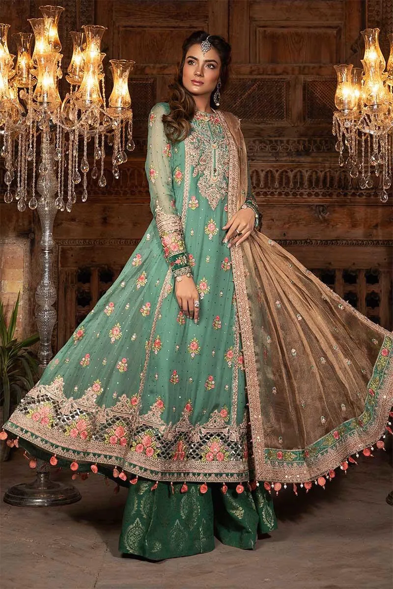 Stylish Pakistani dress for event wear in aquamarine color # P2247