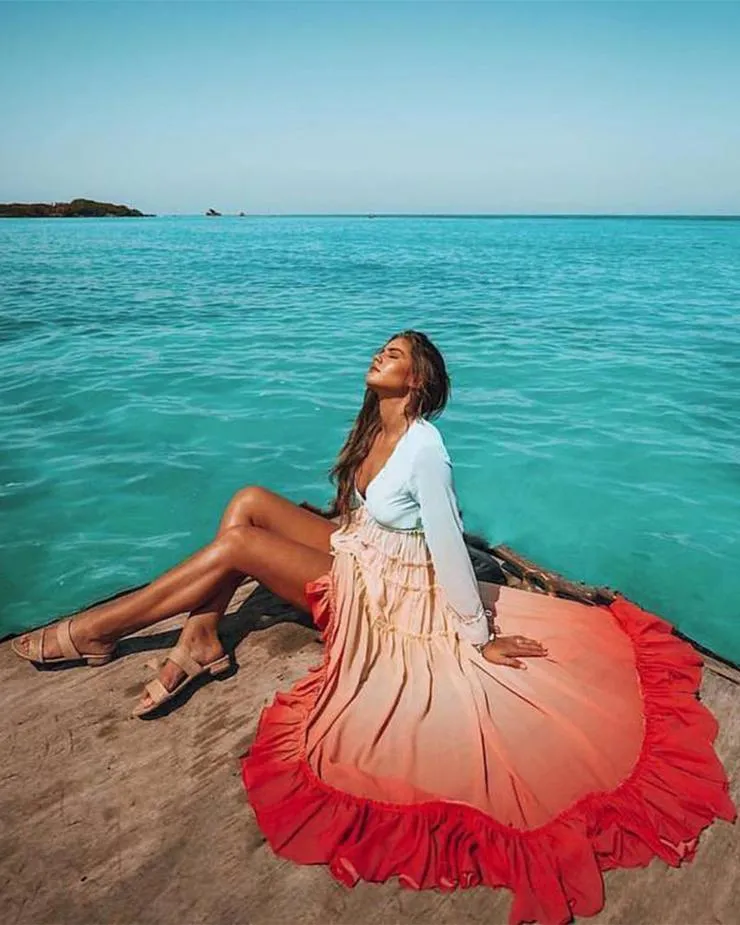Summer Long Sleeves Boho Long Dresses