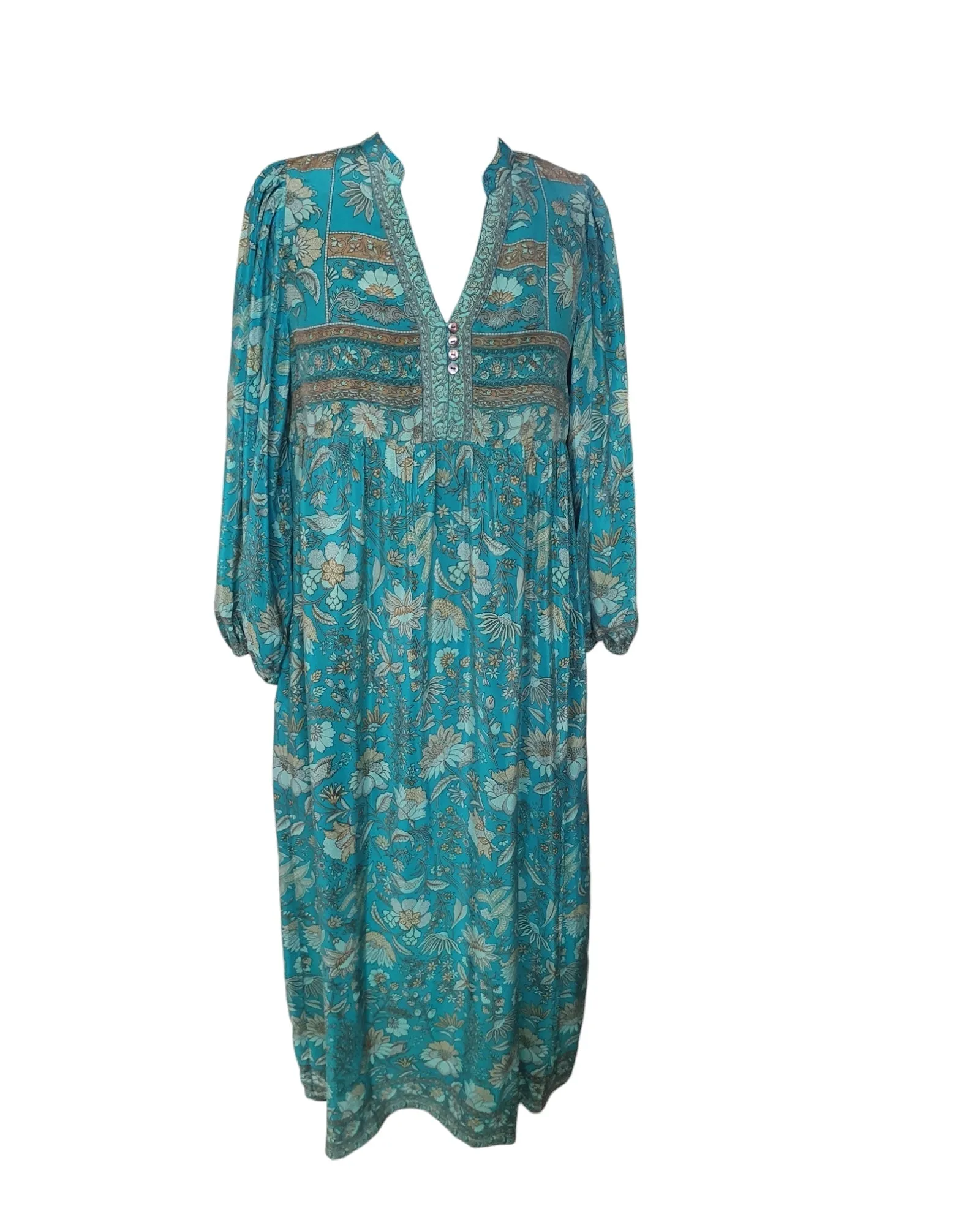 Sundance Revival Dress - turquoise with caramel and pale blue paisley