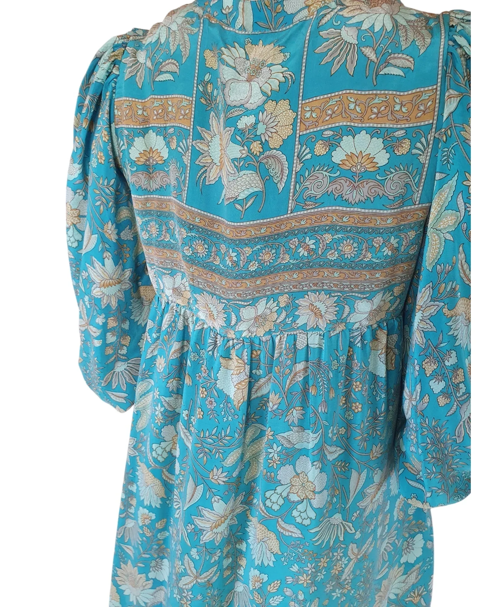 Sundance Revival Dress - turquoise with caramel and pale blue paisley